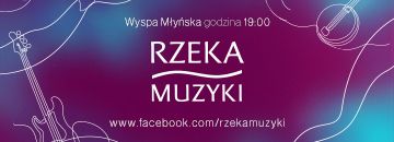 Biały napisa na bordowo-niebieskim tle