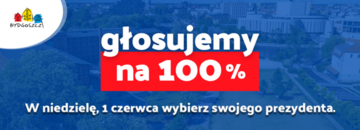 Biały napis o wyborach prezydenckich 2025 na czerwono-niebieskim tle